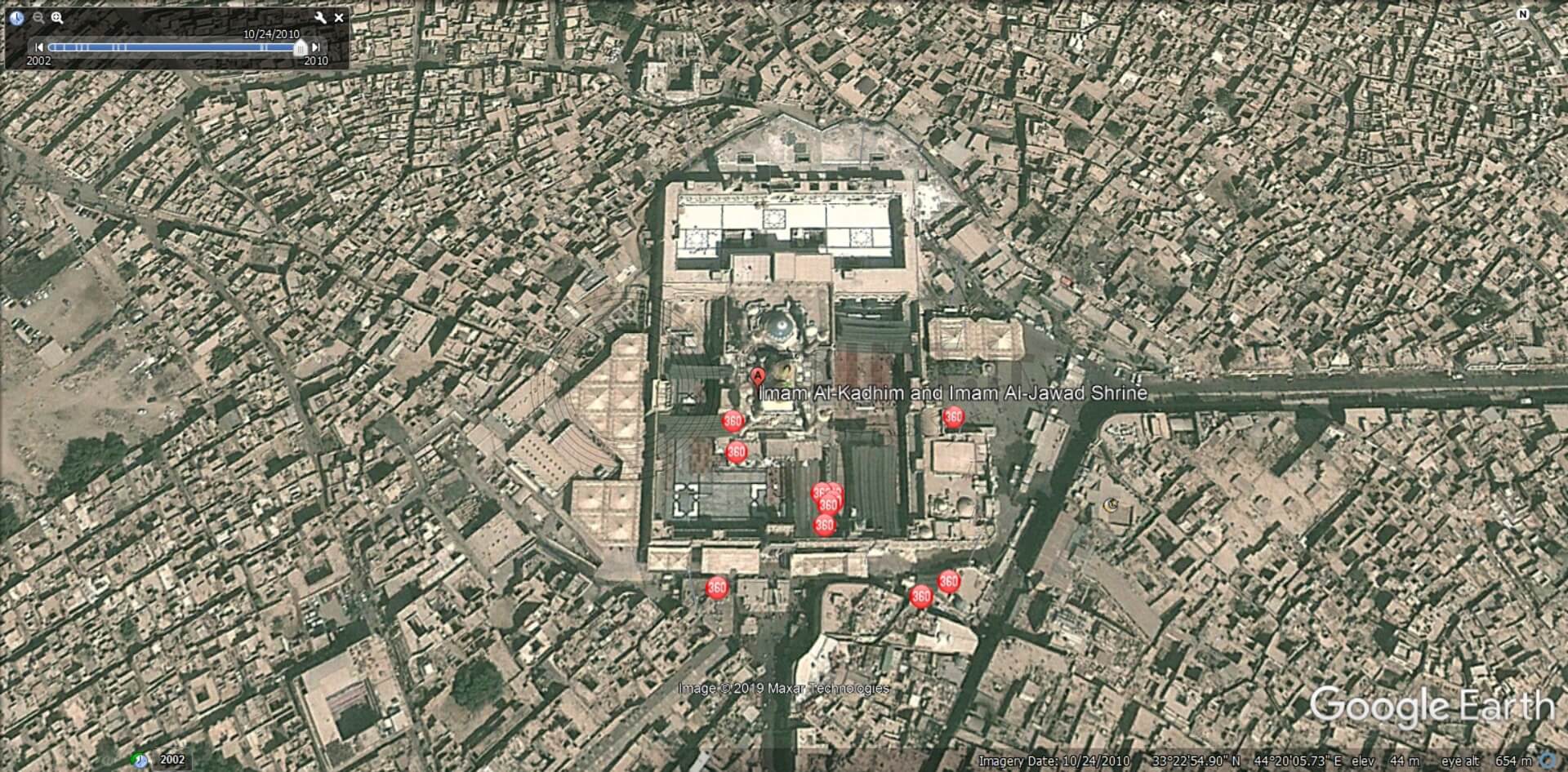 عکس ماهواره ای کاظمین در گوگل ارث