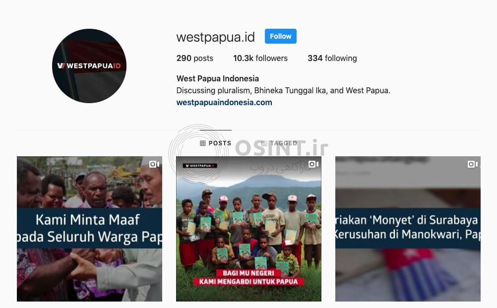 اکانت West Papua در اینستاگرام