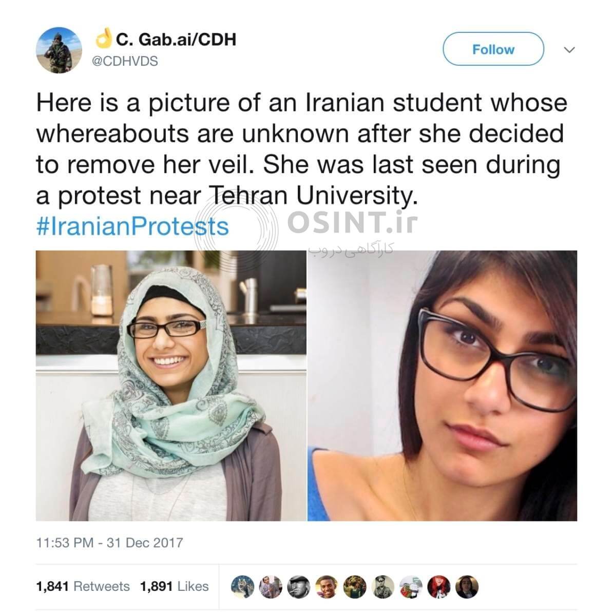 توییت درباره دانشجوی ایرانی مفقود شده